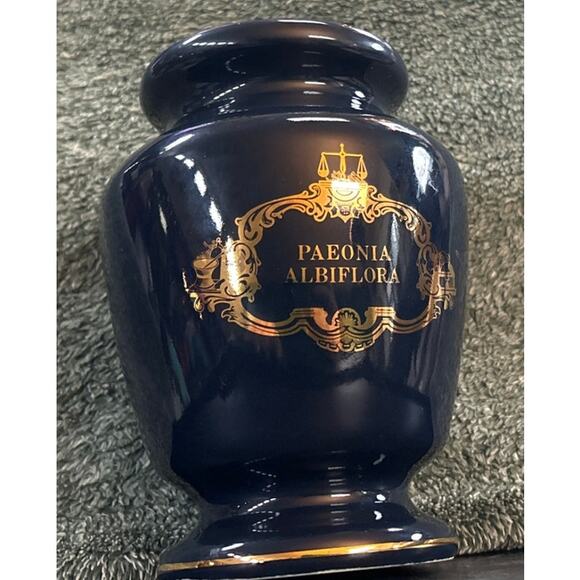 Apothecary Jar Dark Blue and Gold Eli Lilly Numbered Vintage - Picture 1 of 8